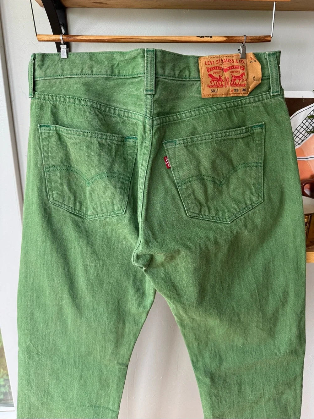 Levi’s 501 Green Denim Jeans Size 33 x 30